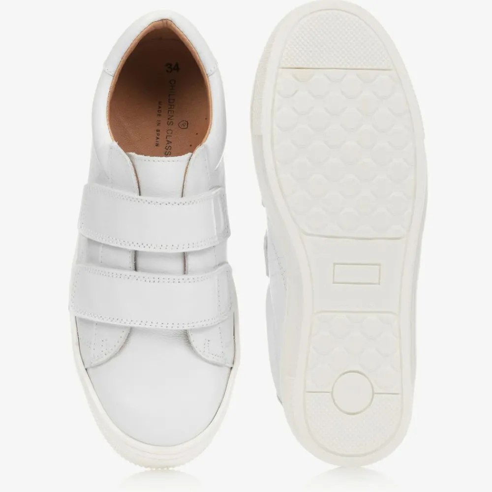 Childrens Classics Trainers|School Shoes*White Leather Trainers
