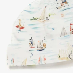 Ralph Lauren Gifts*White Nautical Print Cotton Baby Hat