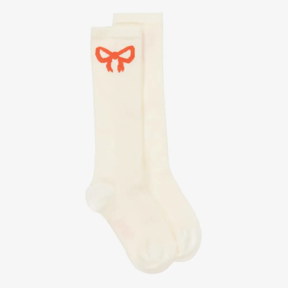 Mini Rodini Socks*White Organic Cotton Bow Socks