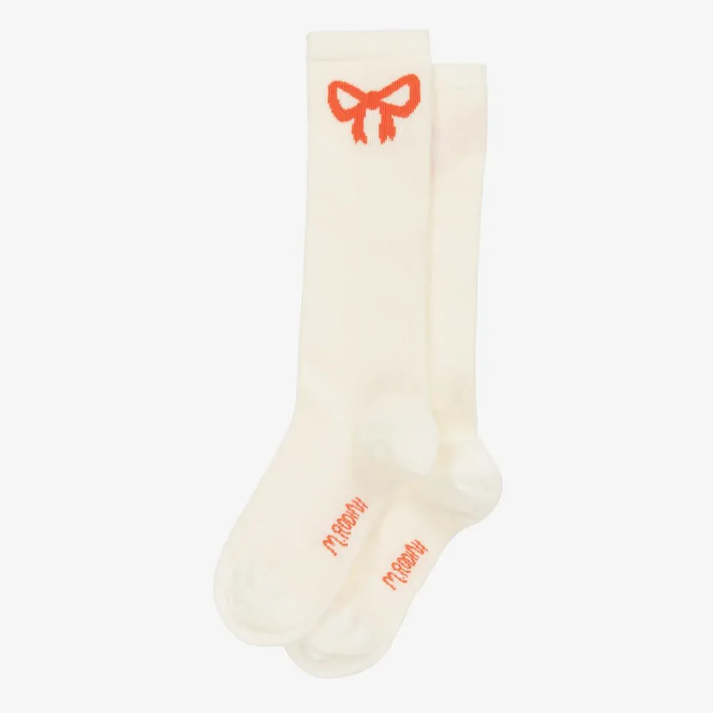 Mini Rodini Socks*White Organic Cotton Bow Socks