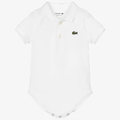 Lacoste Gifts|Babysuits*White Organic Cotton Polo Bodysuit