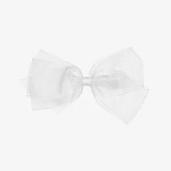 Peach Ribbons Hair Accessories*White Organza Bow Clip (12cm)