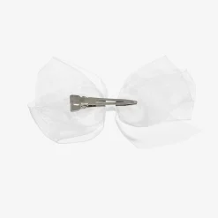 Peach Ribbons Hair Accessories*White Organza Bow Clip (12cm)