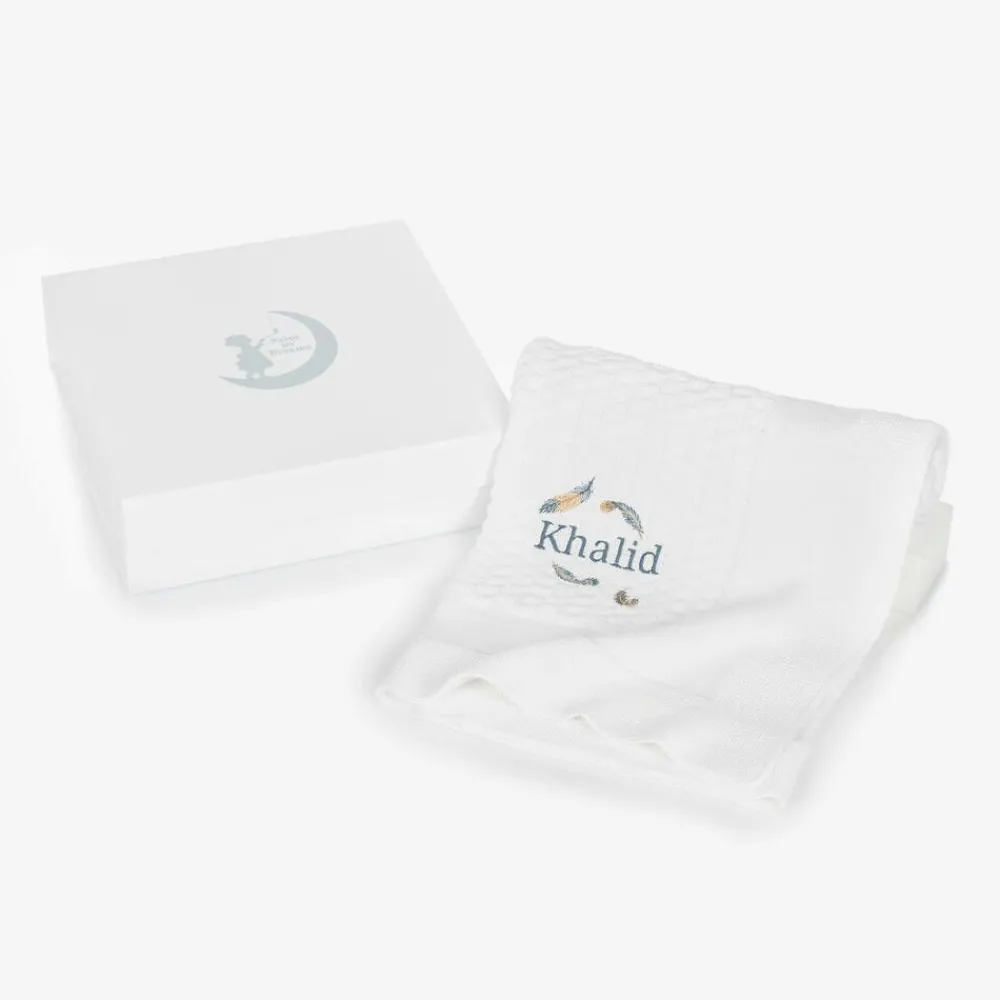 Paint My Dreams Gifts*White Personalised Cotton Blanket (88cm)