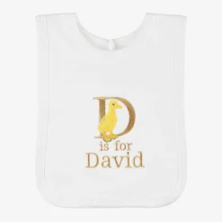 Paint My Dreams Gifts*White Personalised 'D' Initial Bib