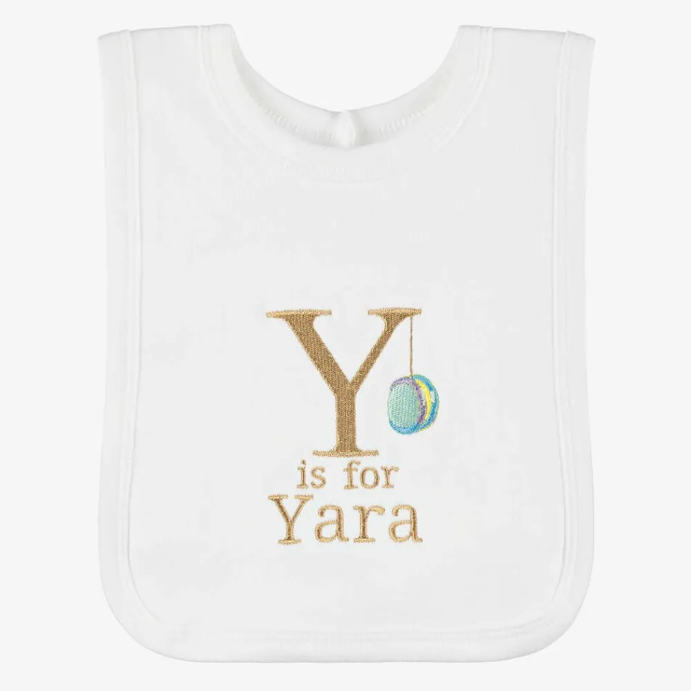 Paint My Dreams Gifts*White Personalised 'Y' Initial Bib