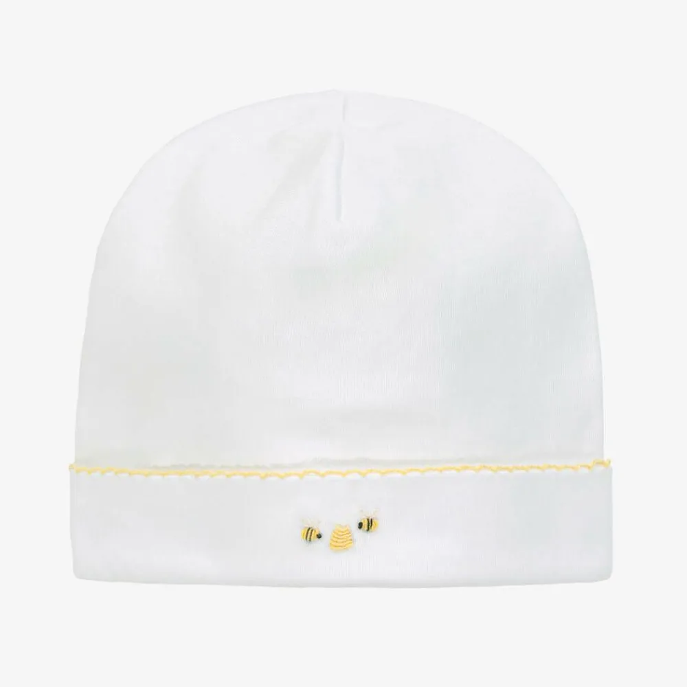Kissy Kissy Hats|Hats*White Pima Cotton Bee Hive Baby Hat