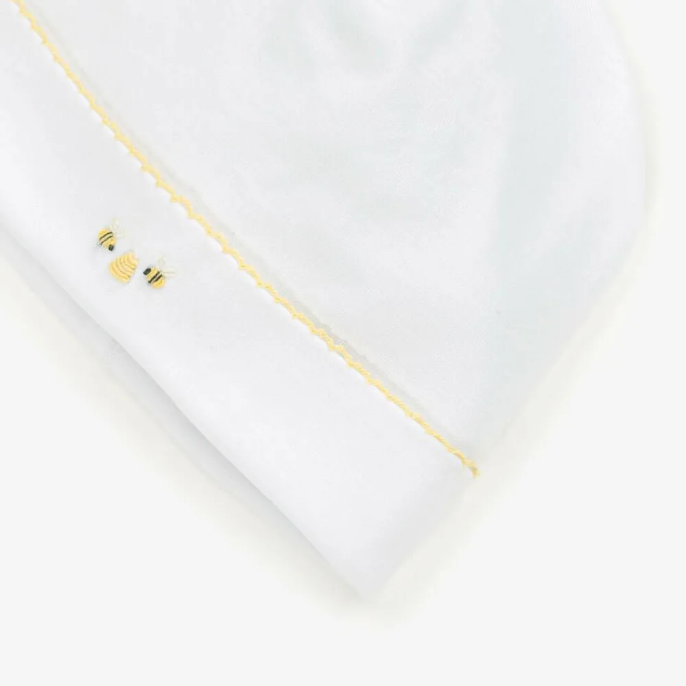 Kissy Kissy Hats|Hats*White Pima Cotton Bee Hive Baby Hat