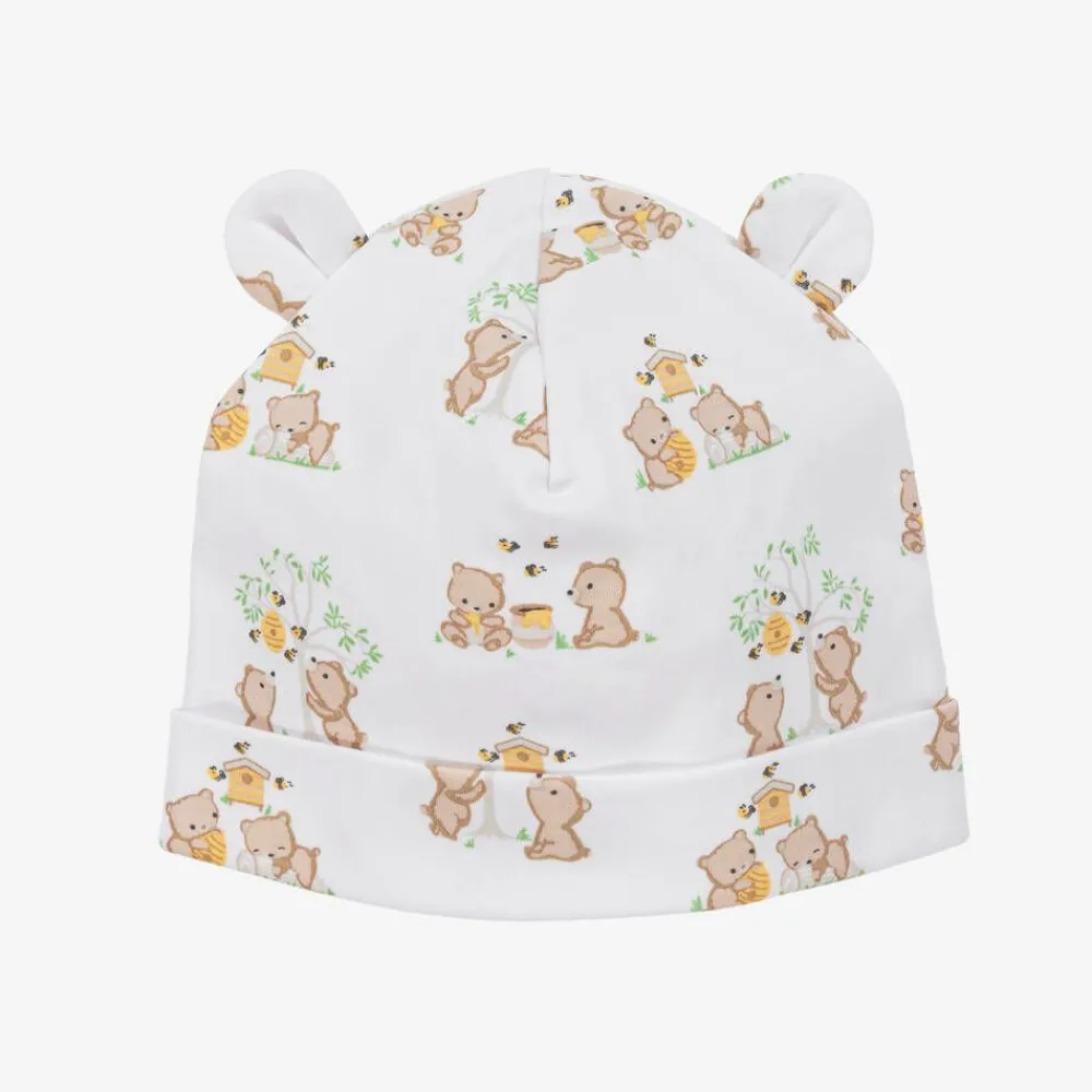 Kissy Kissy Hats|Hats*White Pima Cotton Honey Bear Cubs Hat