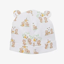 Kissy Kissy Hats|Hats*White Pima Cotton Honey Bear Cubs Hat