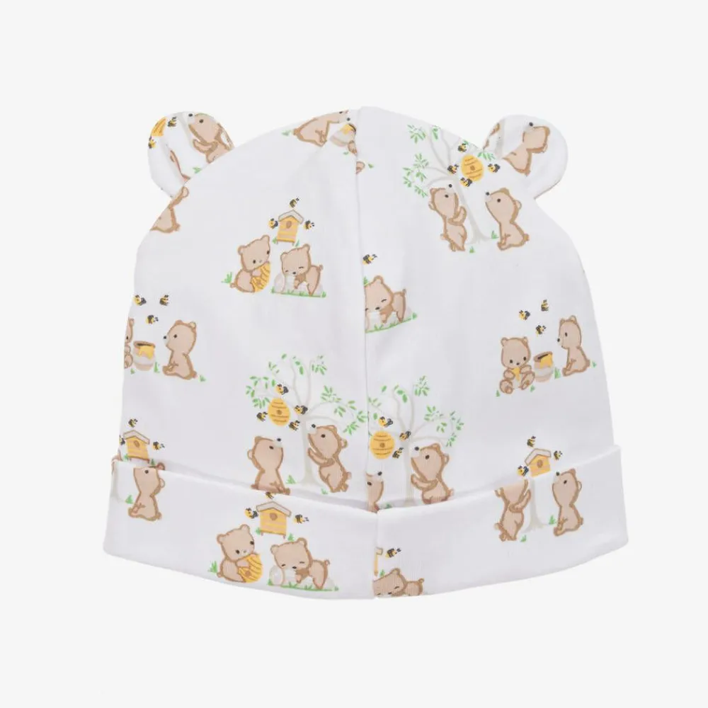Kissy Kissy Hats|Hats*White Pima Cotton Honey Bear Cubs Hat