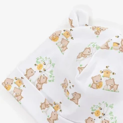 Kissy Kissy Hats|Hats*White Pima Cotton Honey Bear Cubs Hat
