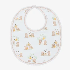 Kissy Kissy Feeding Accessories*White Pima Cotton Honey Bear Cubs Bib