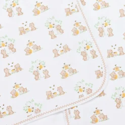 Kissy Kissy Blankets & Shawls*White Pima Cotton Honey Bear Cubs Blanket (73cm)