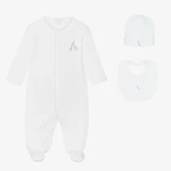 Kissy Kissy Gifts|Babysuits*White Pima Giraffe Glee Babygrow Set