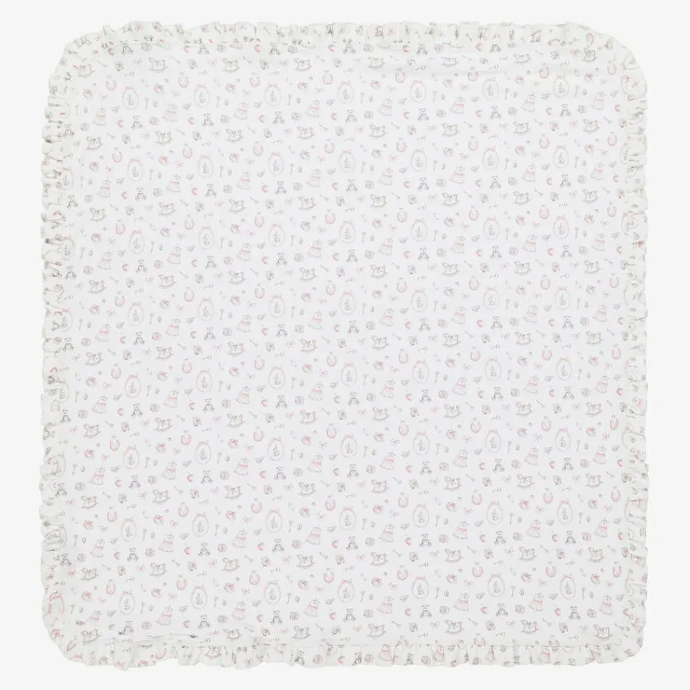 My Little Pie Gifts*White Supima Cotton Delicate Pink Blanket (80cm)