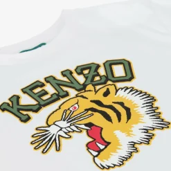 KENZO KIDS Tops*White Varsity Tiger Organic Cotton T-Shirt