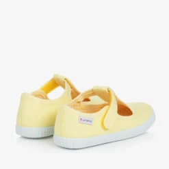 Pisamonas Bar Shoes|Bar Shoes*Yellow Canvas T-Bar Shoes